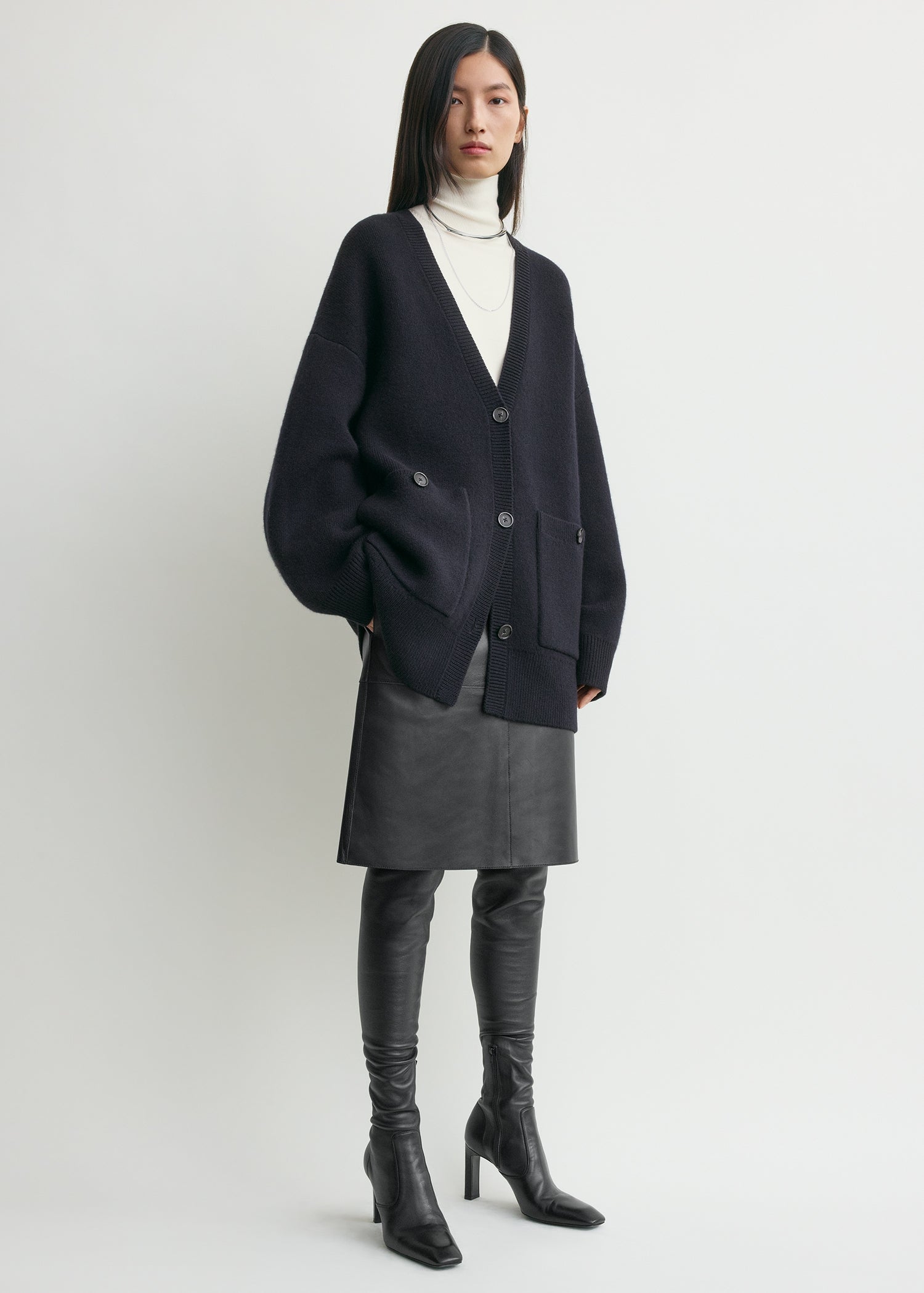 Longline cardigan navy