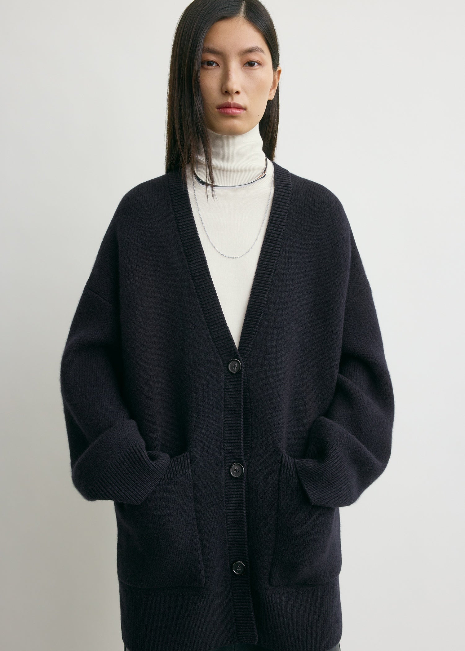 Longline cardigan navy