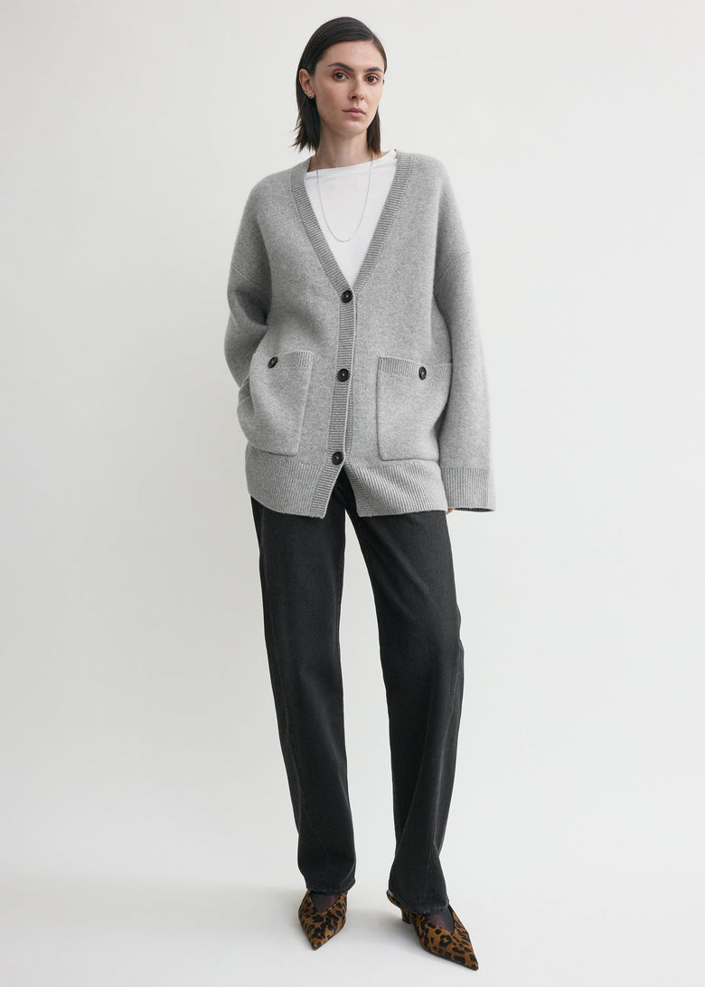 Longline cardigan pale grey