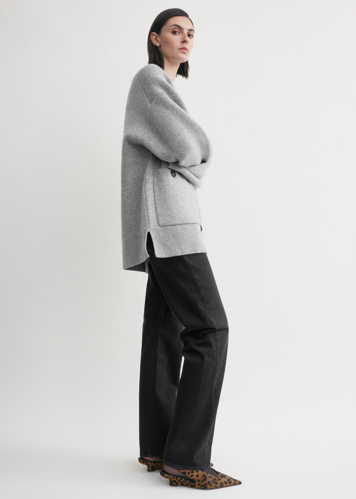 Longline cardigan pale grey