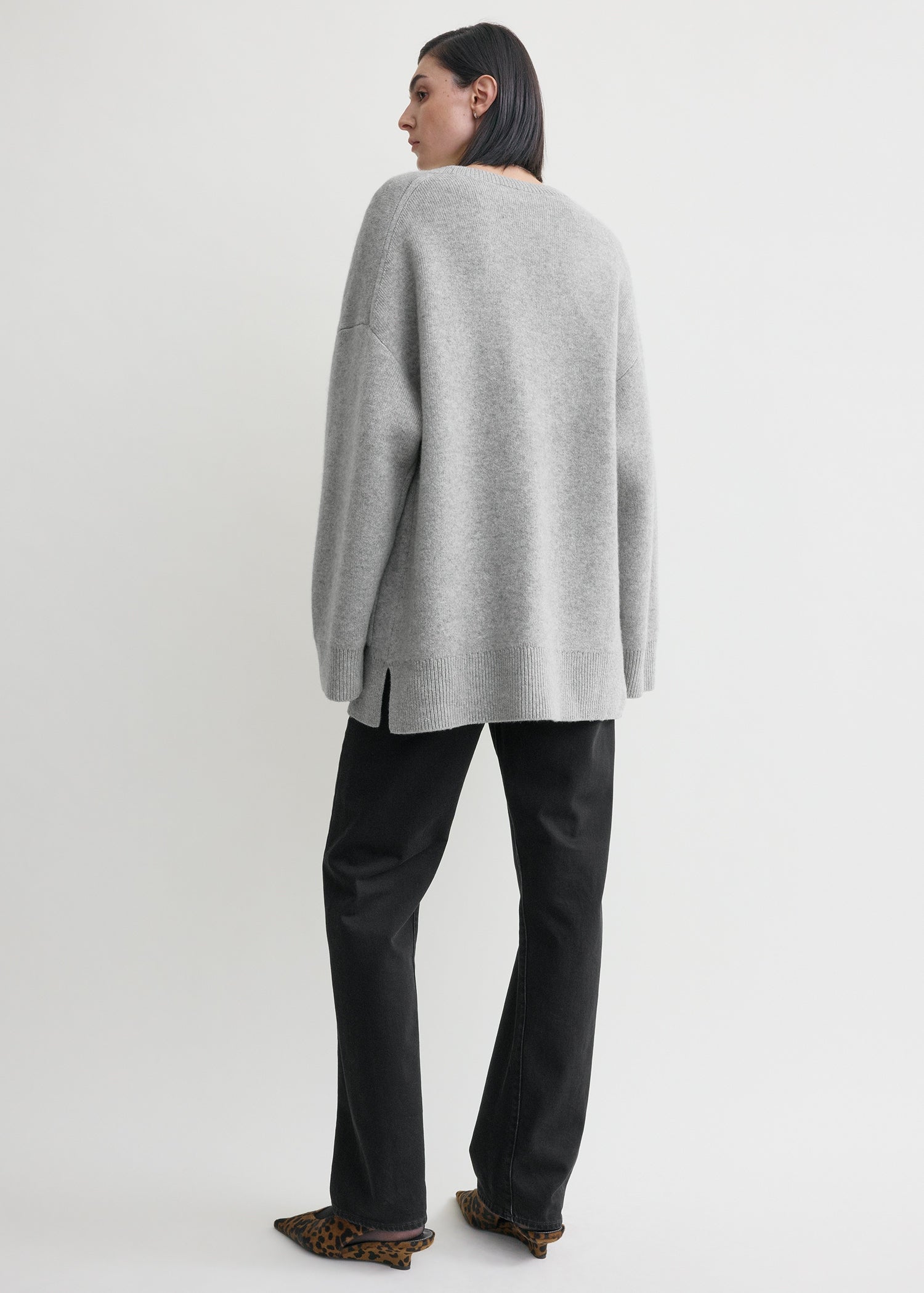 Longline cardigan pale grey