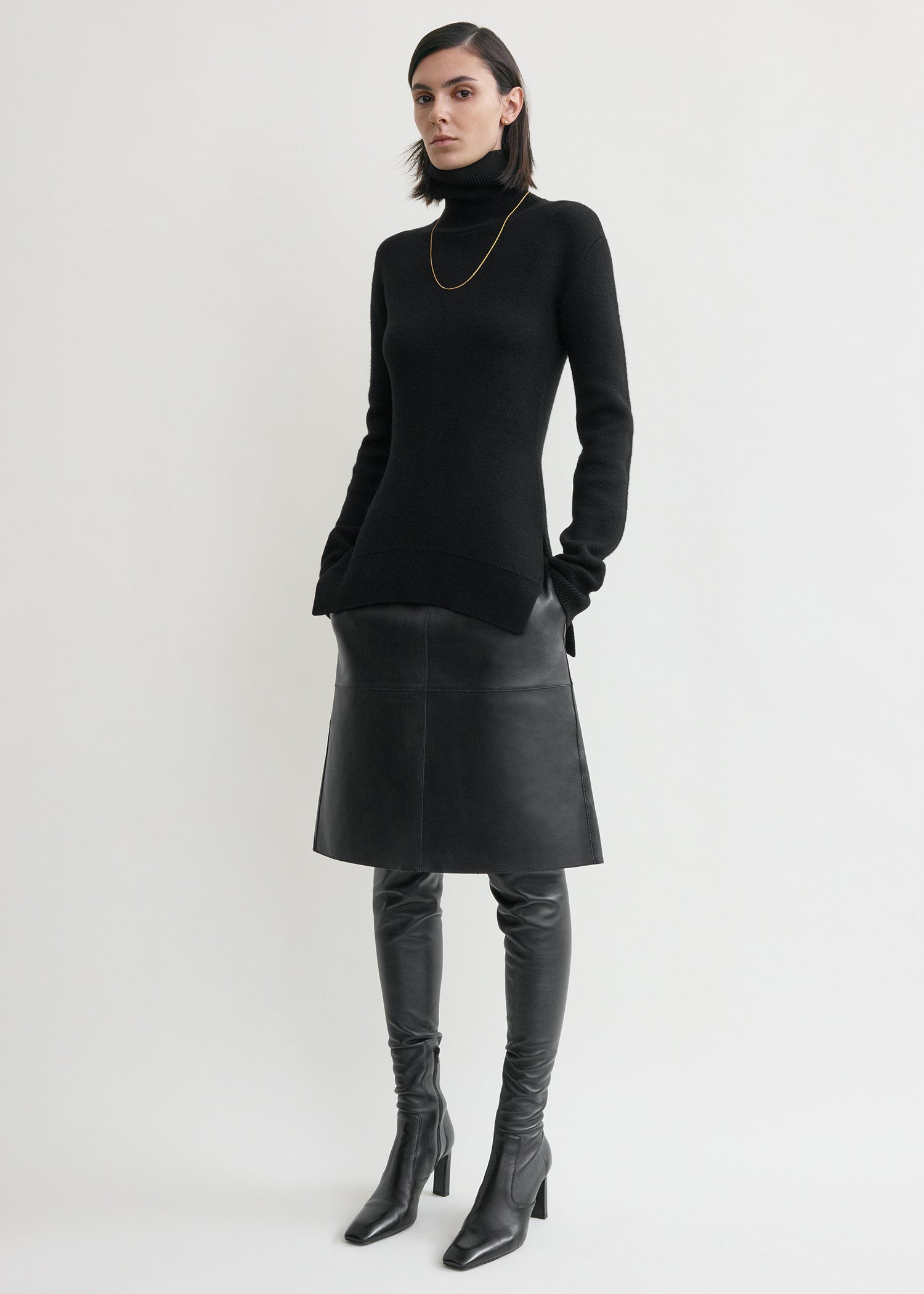 High-neck double knit black