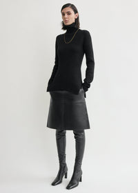 High-neck double knit black