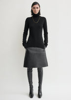 High-neck double knit black