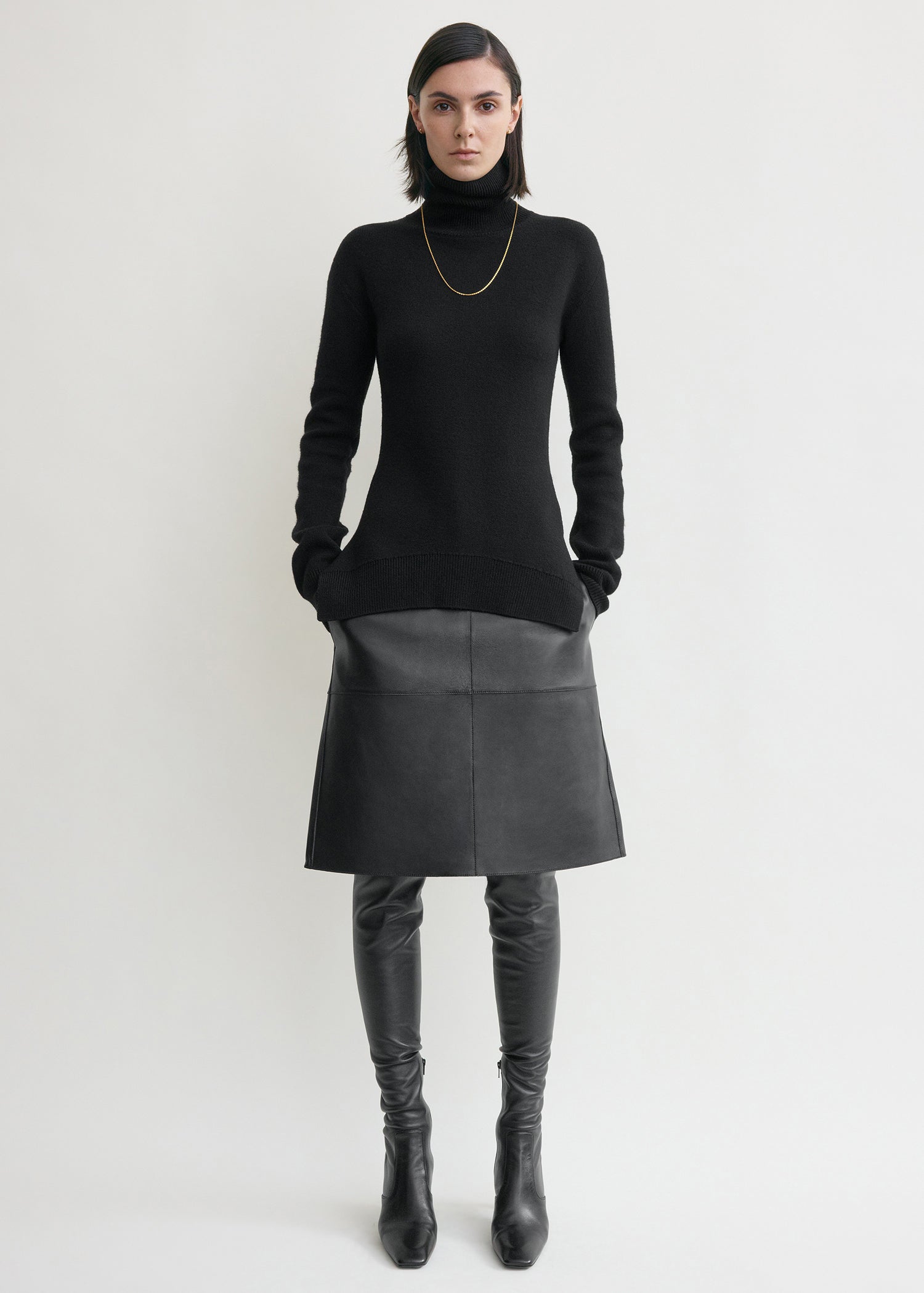 High-neck double knit black