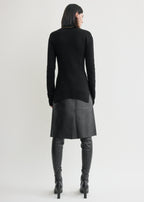 High-neck double knit black