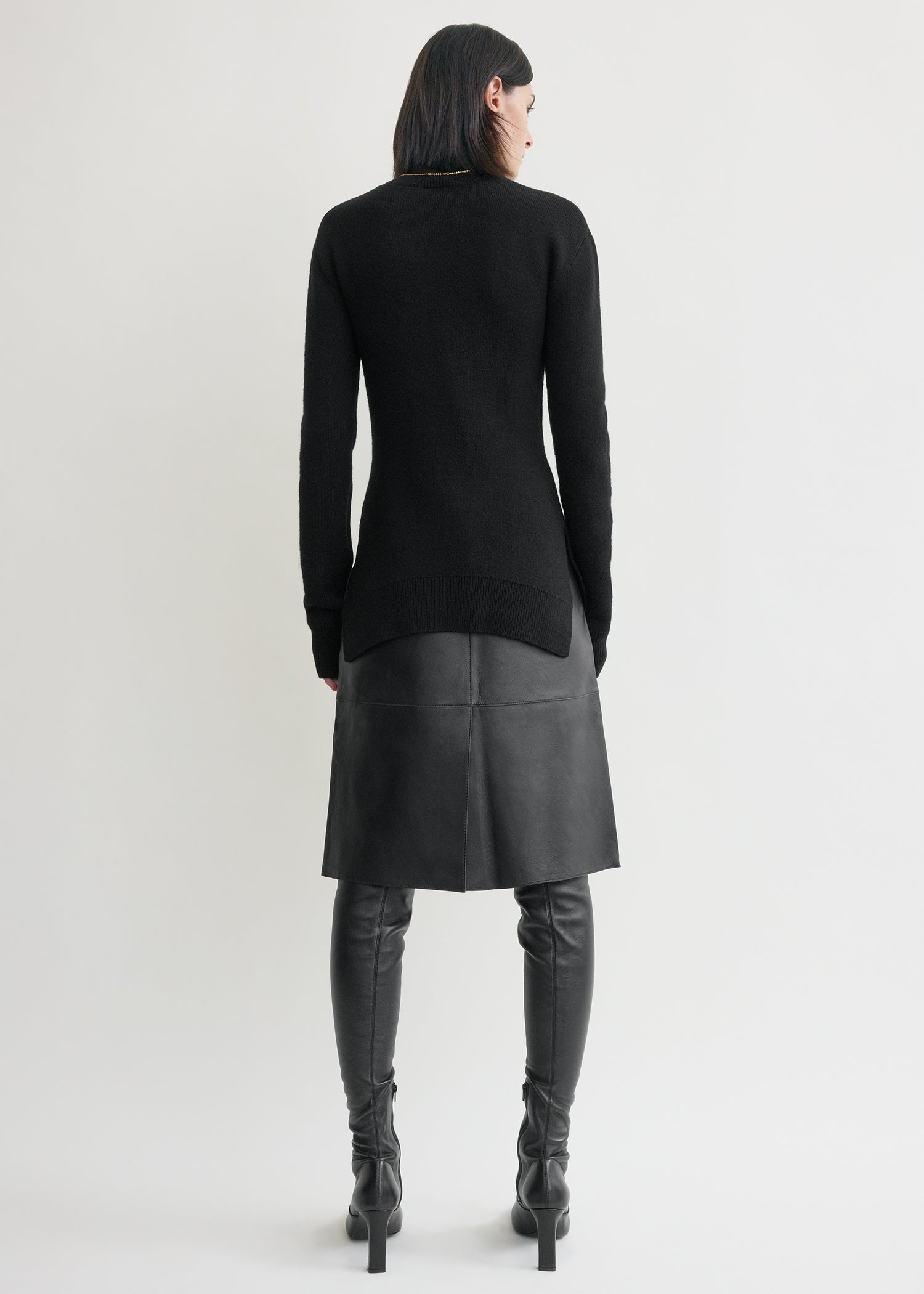 High-neck double knit black