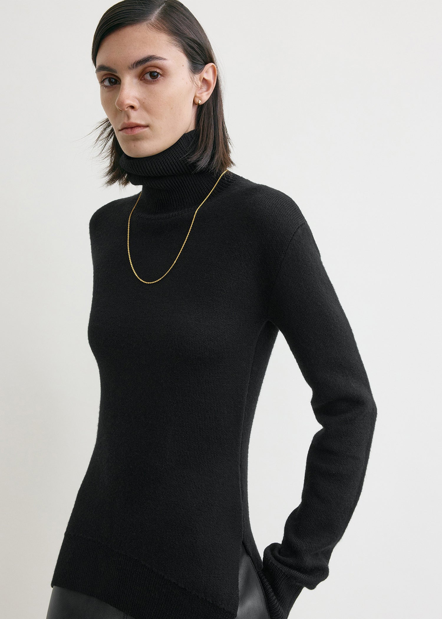 High-neck double knit black