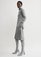 High-neck double knit pale grey