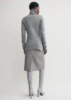 High-neck double knit pale grey