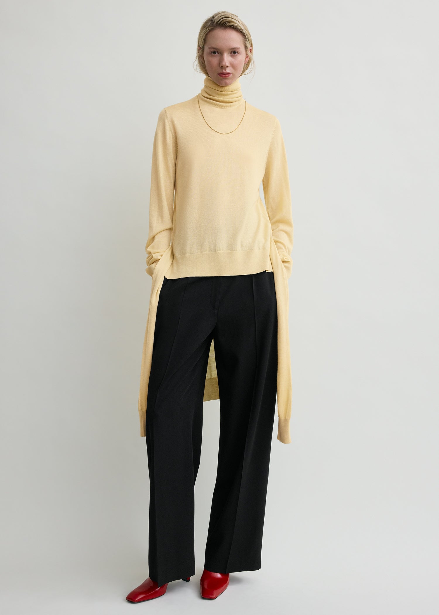 Double-sleeve turtleneck champagne