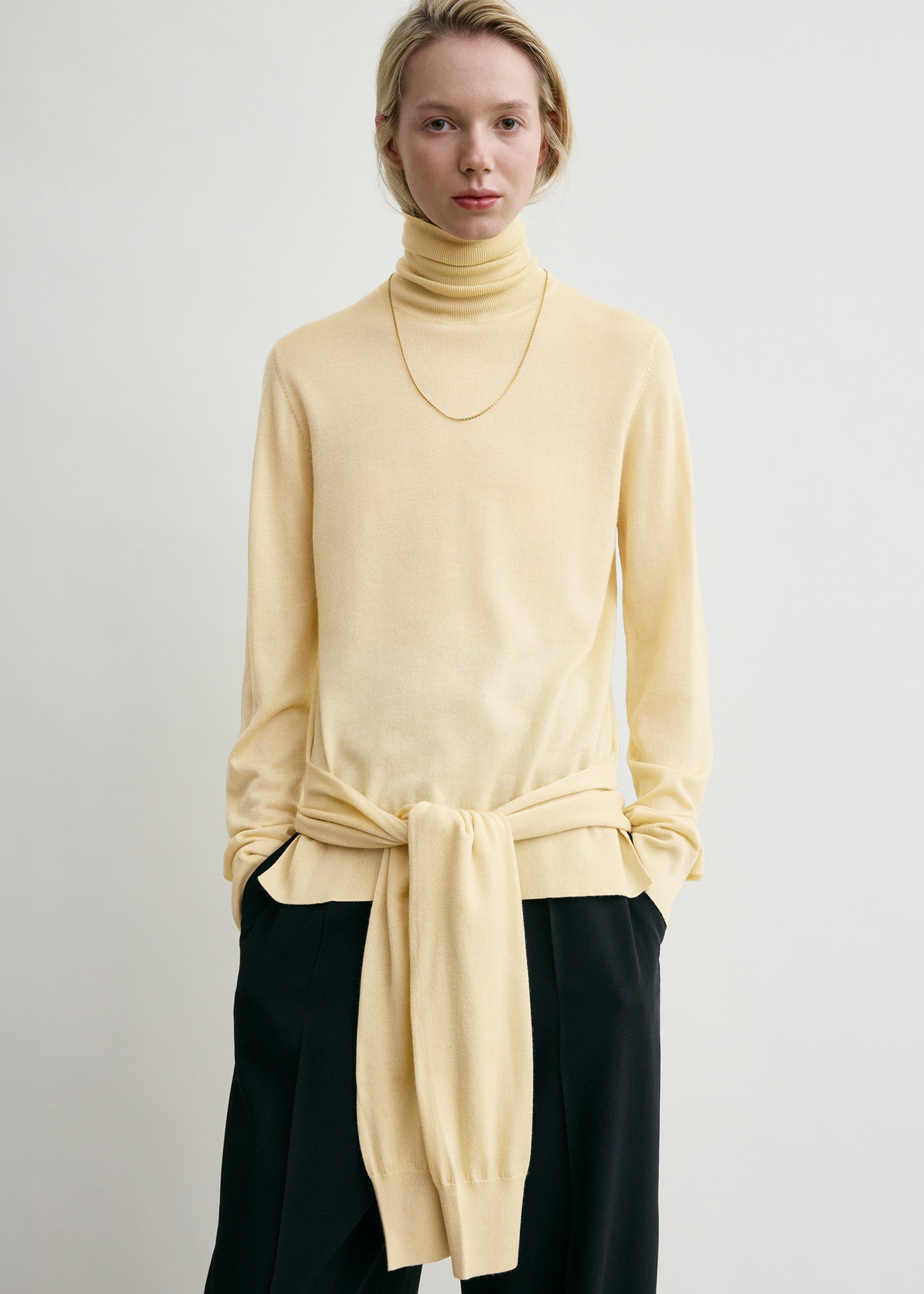 Double-sleeve turtleneck champagne