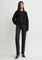 Hammered button cardigan black