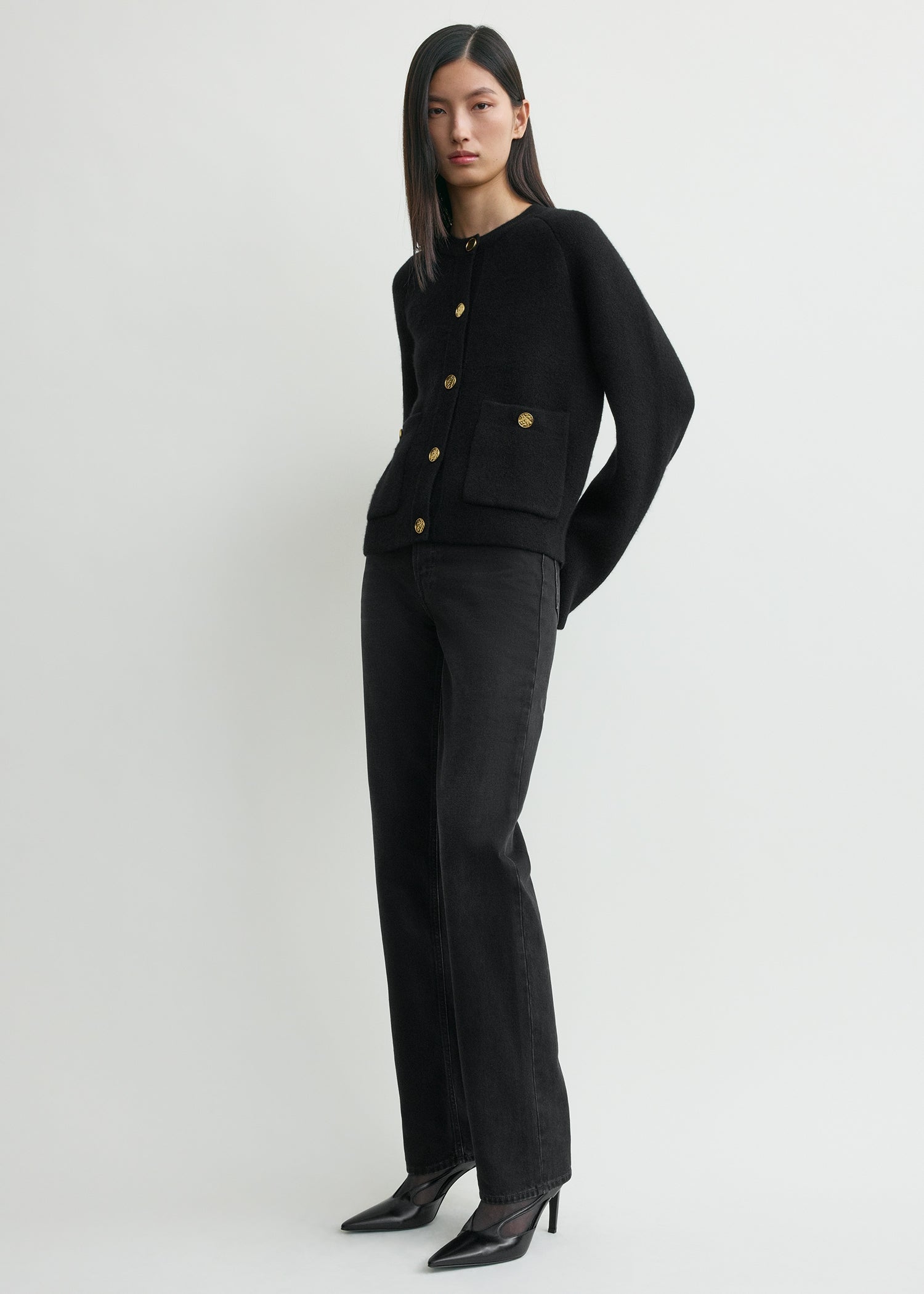 Hammered button cardigan black