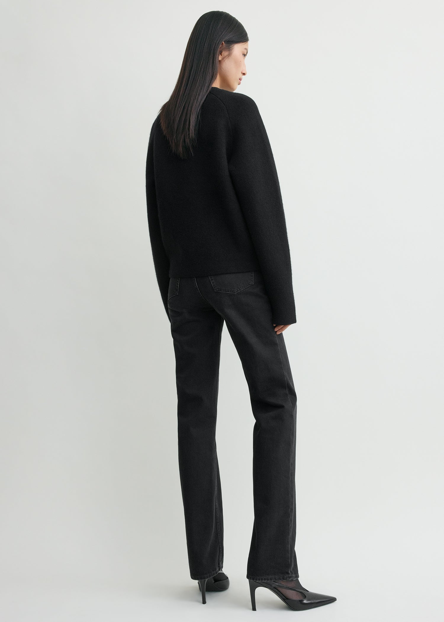 Hammered button cardigan black – TOTEME