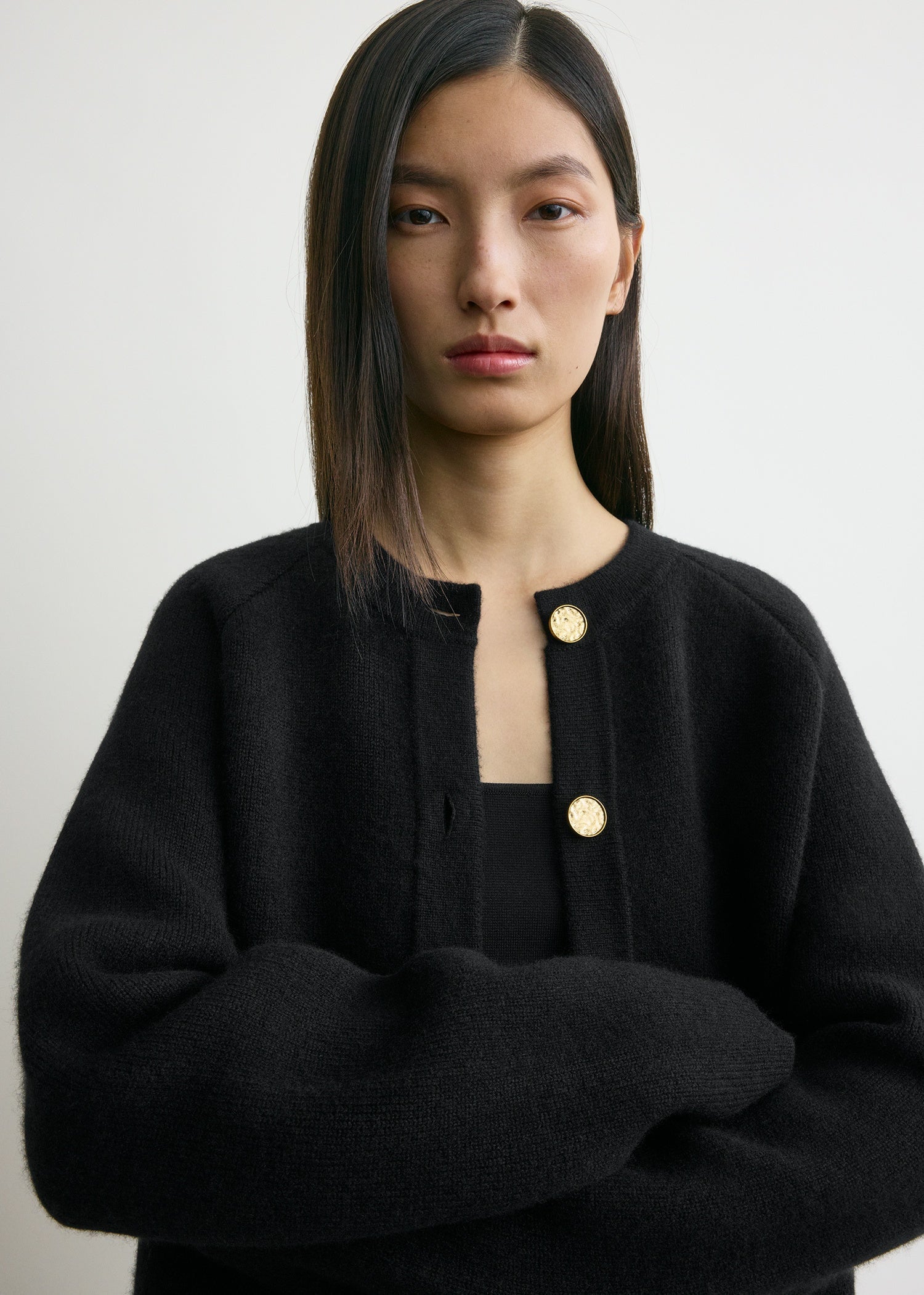 Hammered button cardigan black