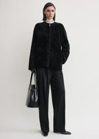 Zipped teddy shearling jacket black