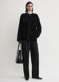 Zipped teddy shearling jacket black