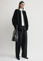 Zipped teddy shearling jacket black