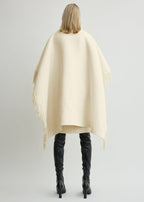 Fringed poncho winter white