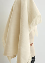 Fringed poncho winter white