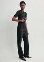 Mini T-lock pony hair clutch black