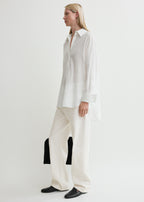 Kimono-sleeve cotton shirt white