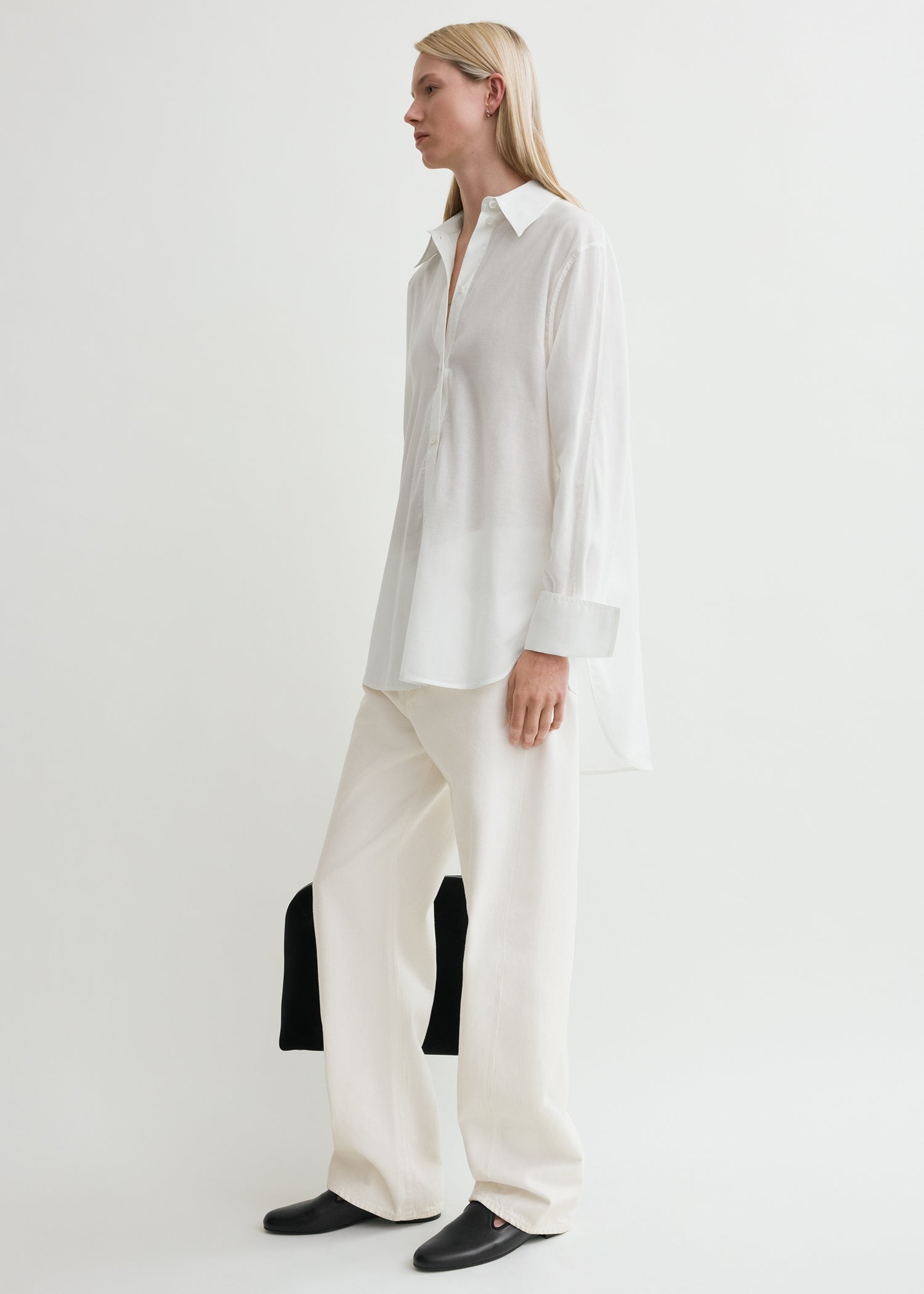 Kimono-sleeve cotton shirt white
