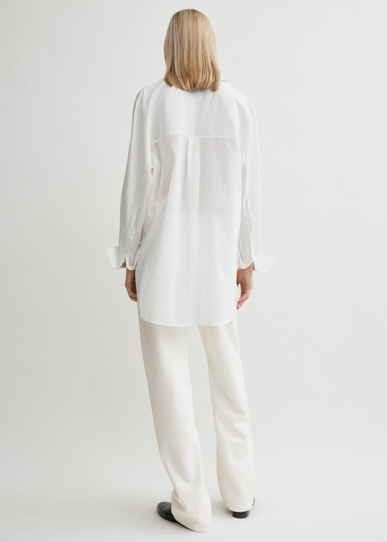 Kimono-sleeve cotton shirt white