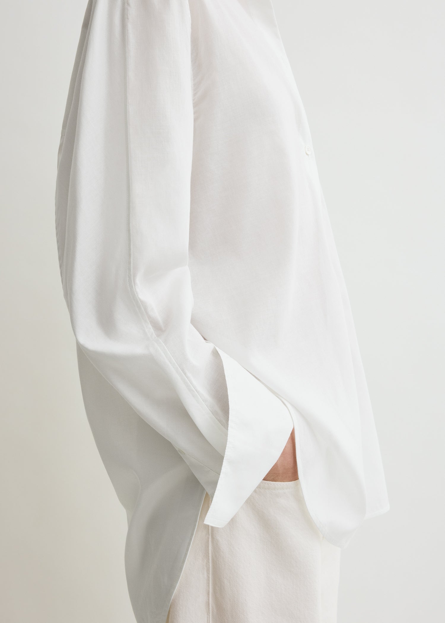 Kimono-sleeve cotton shirt white