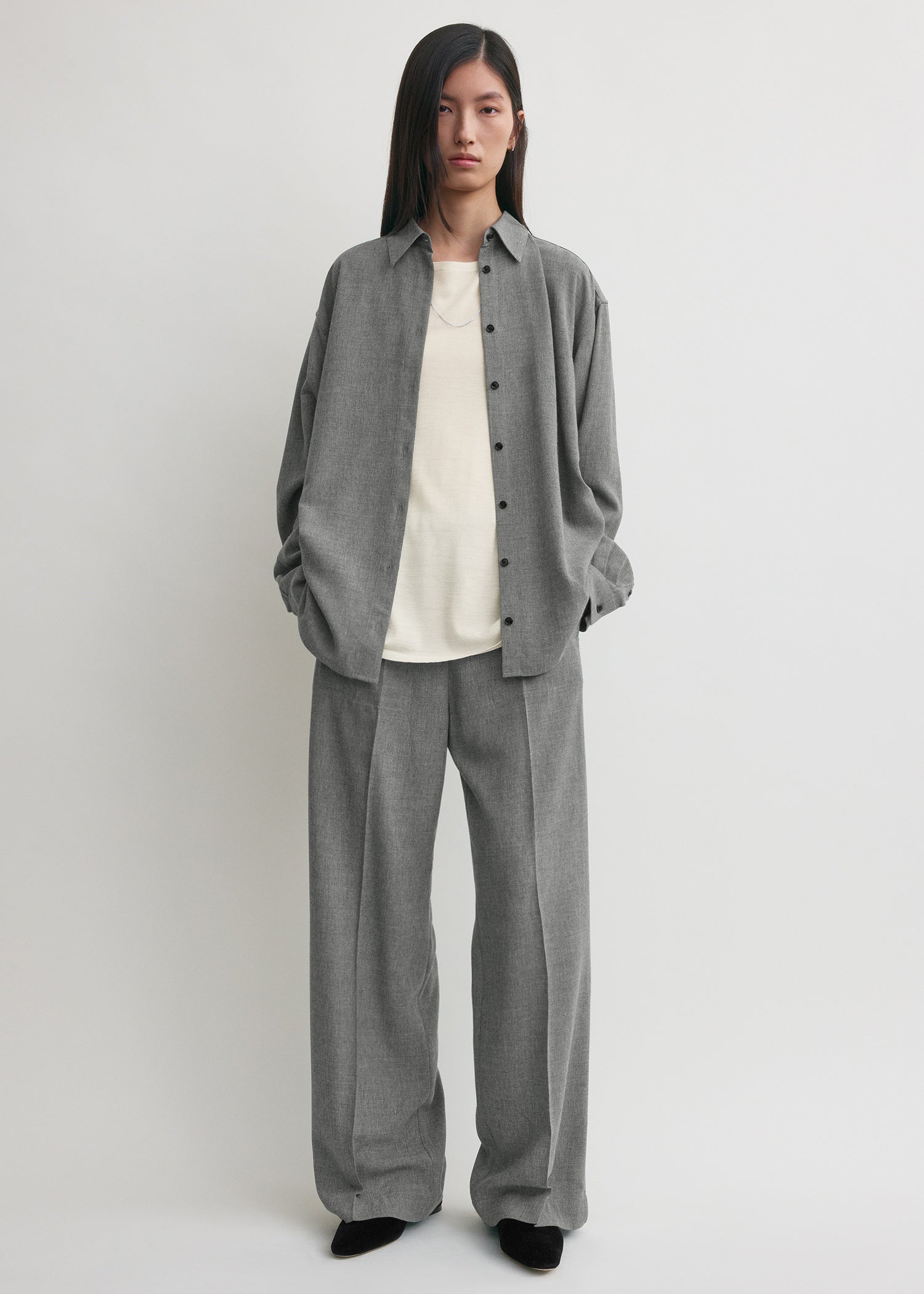 Classic fluid shirt mid grey