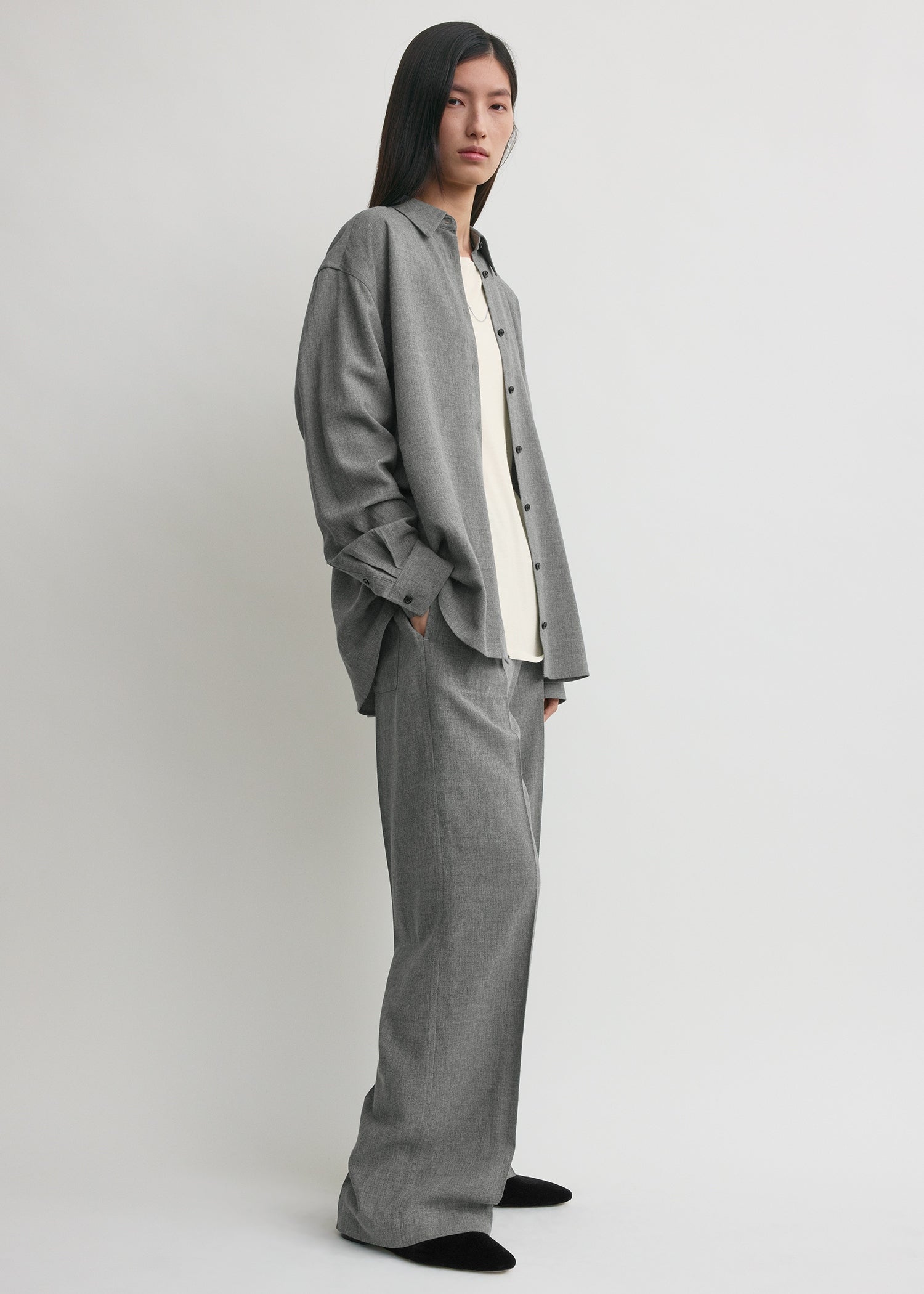 Classic fluid shirt mid grey