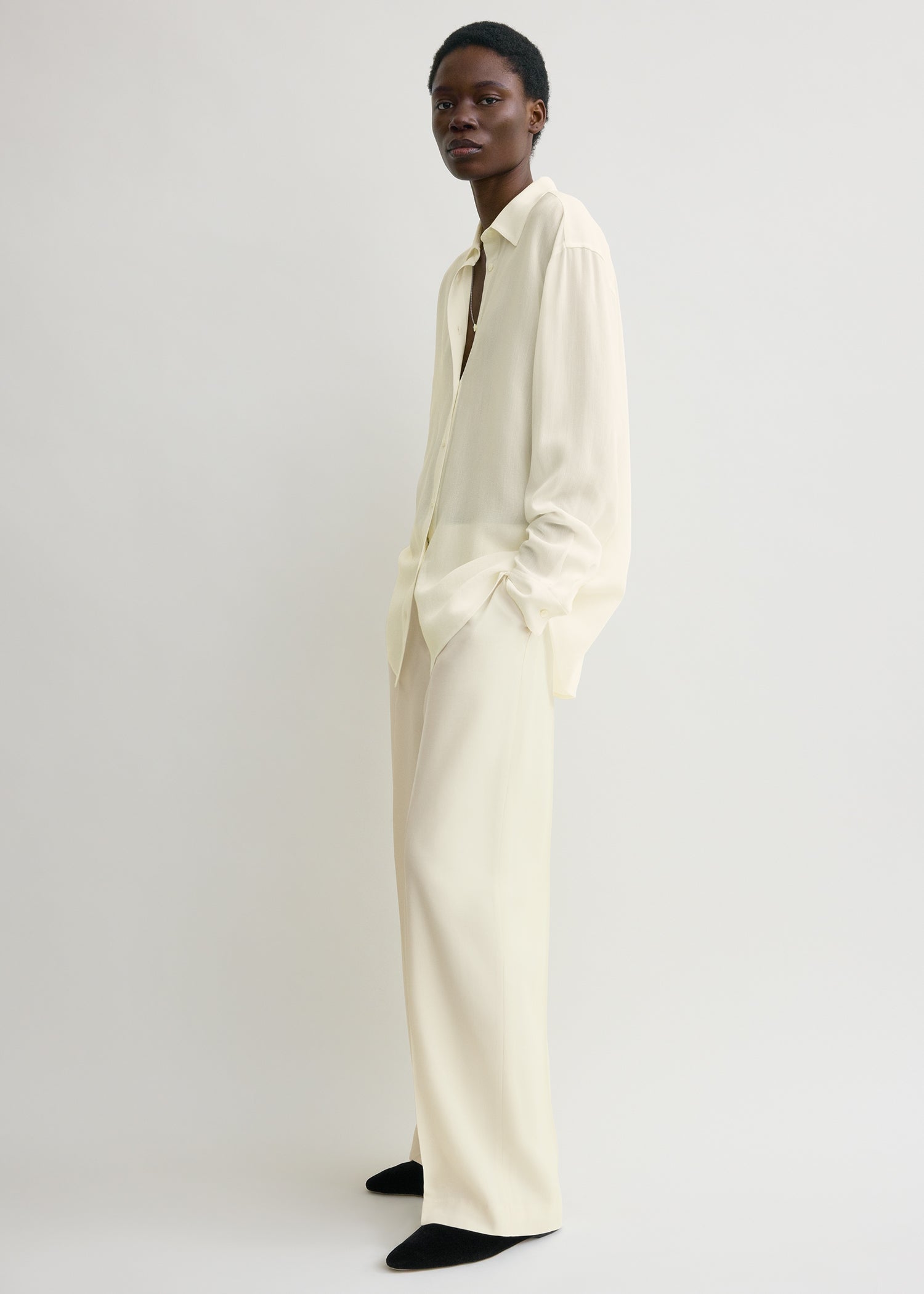 Classic crepe shirt milk