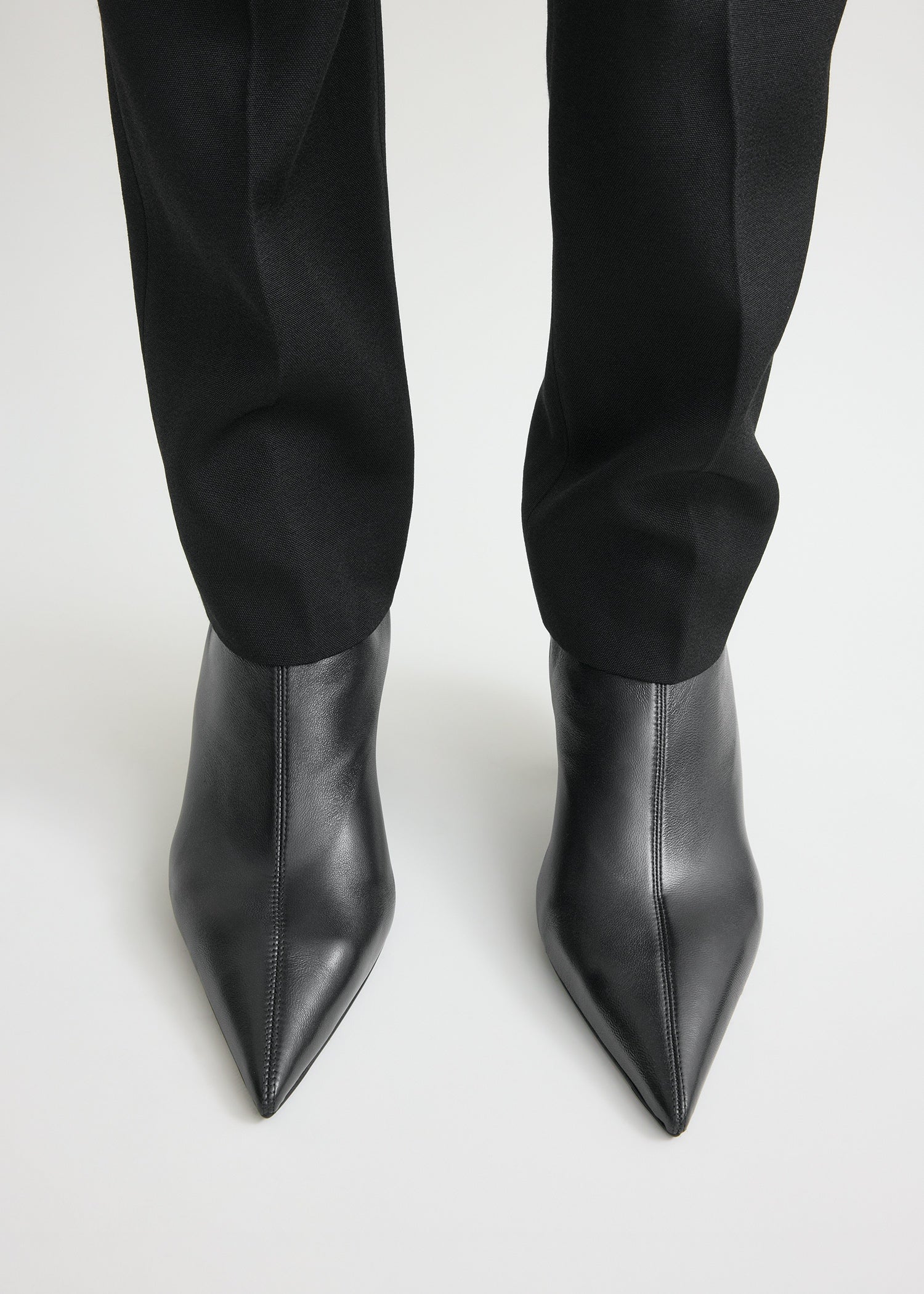 Nappa heeled sock boots black