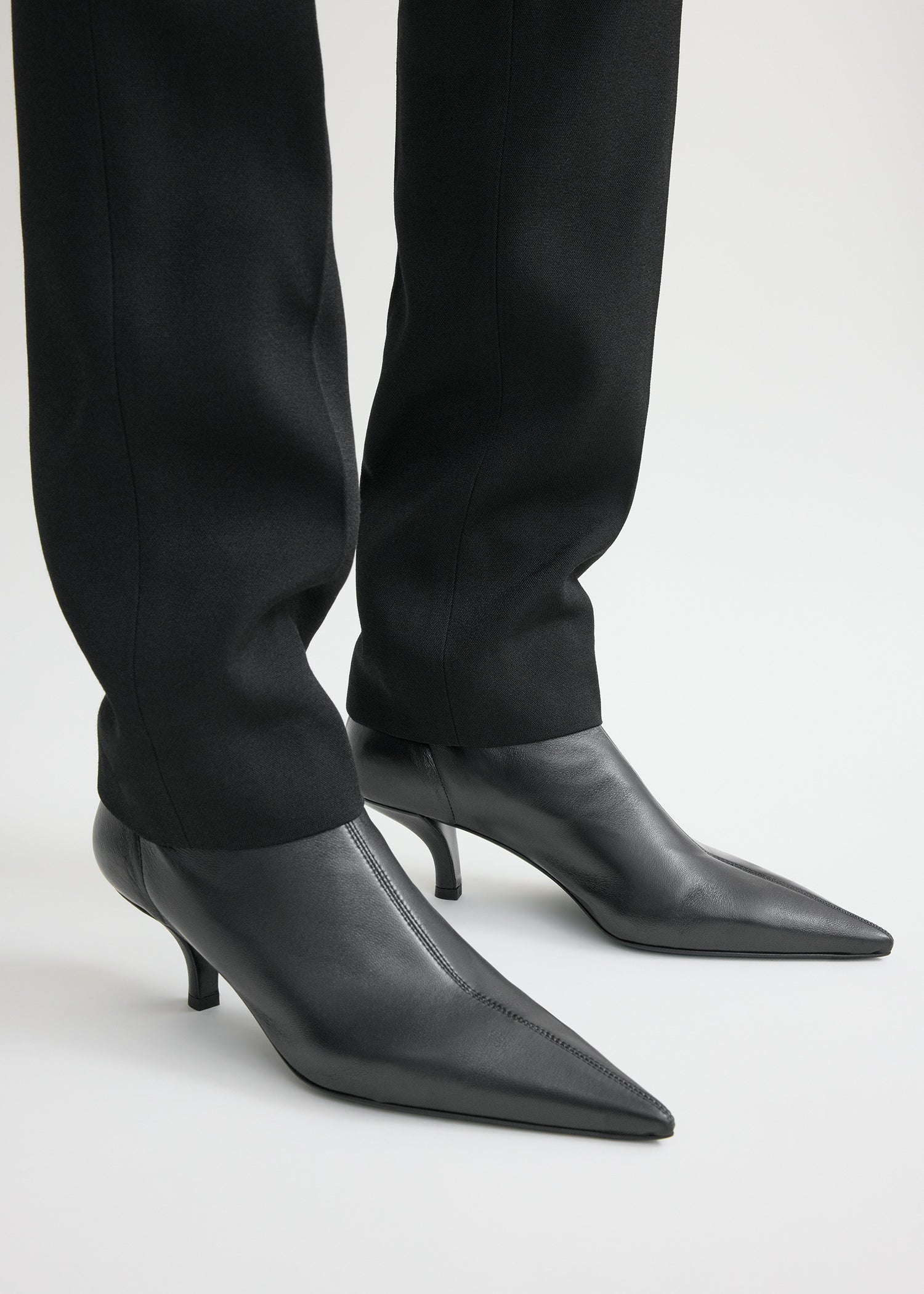 Nappa heeled sock boots black