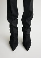 Suede heeled sock boots black