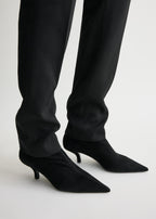 Suede heeled sock boots black