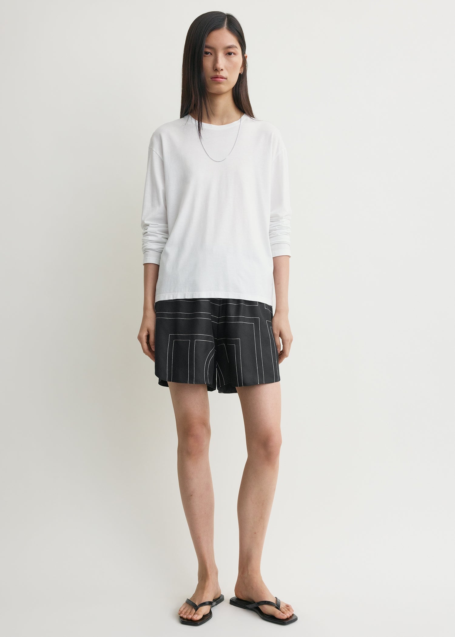 Monogram silk pj shorts black