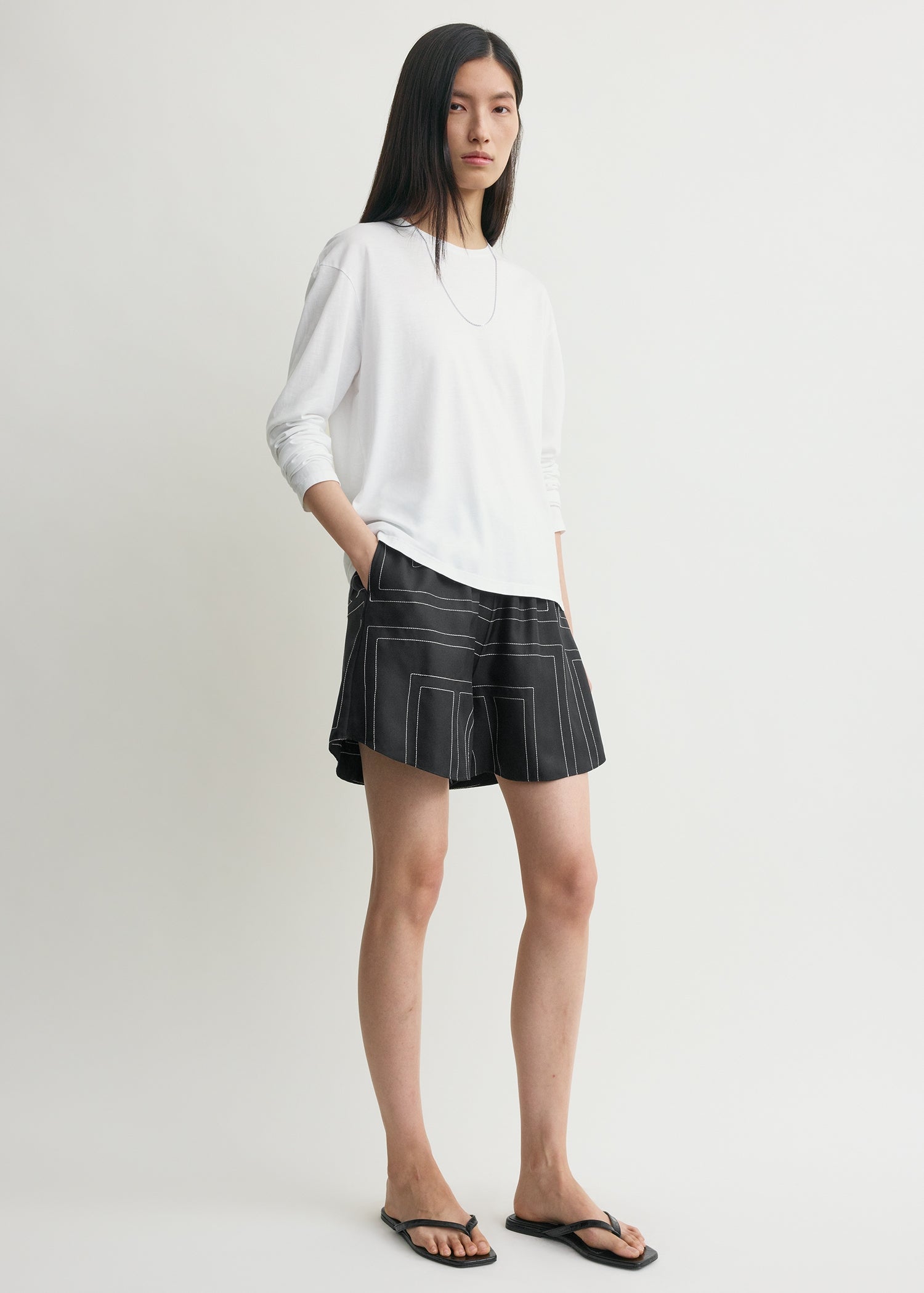 Monogram silk pj shorts black