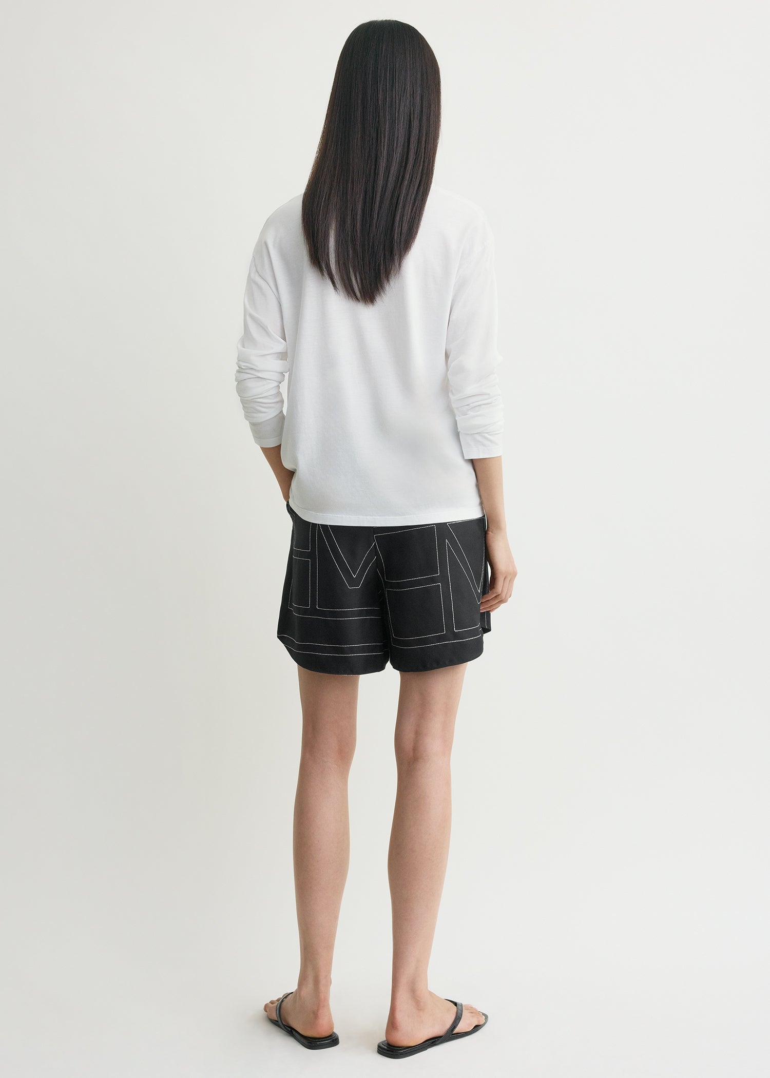 Monogram silk pj shorts black