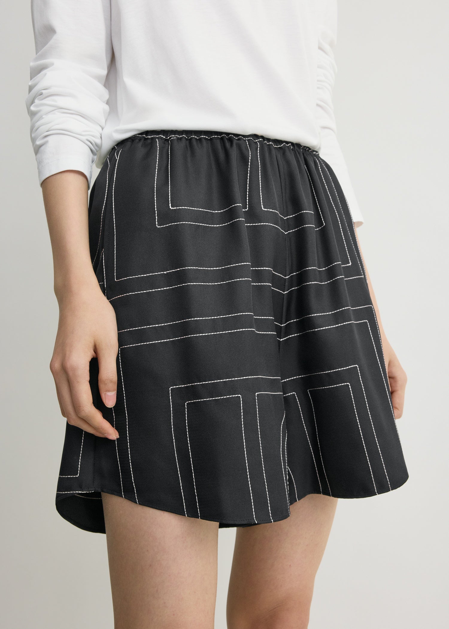 Monogram silk pj shorts black