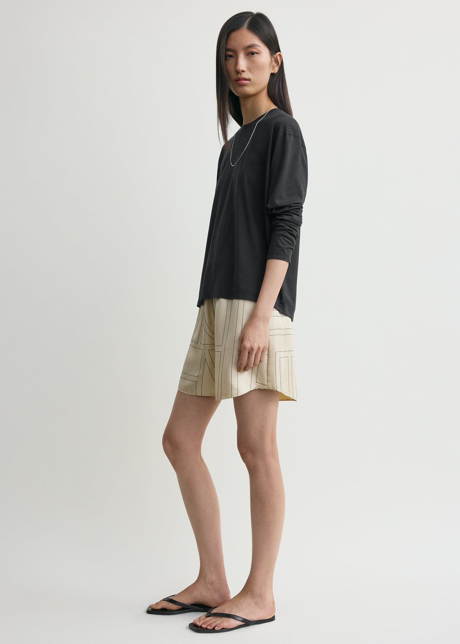 Monogram silk pj shorts ivory