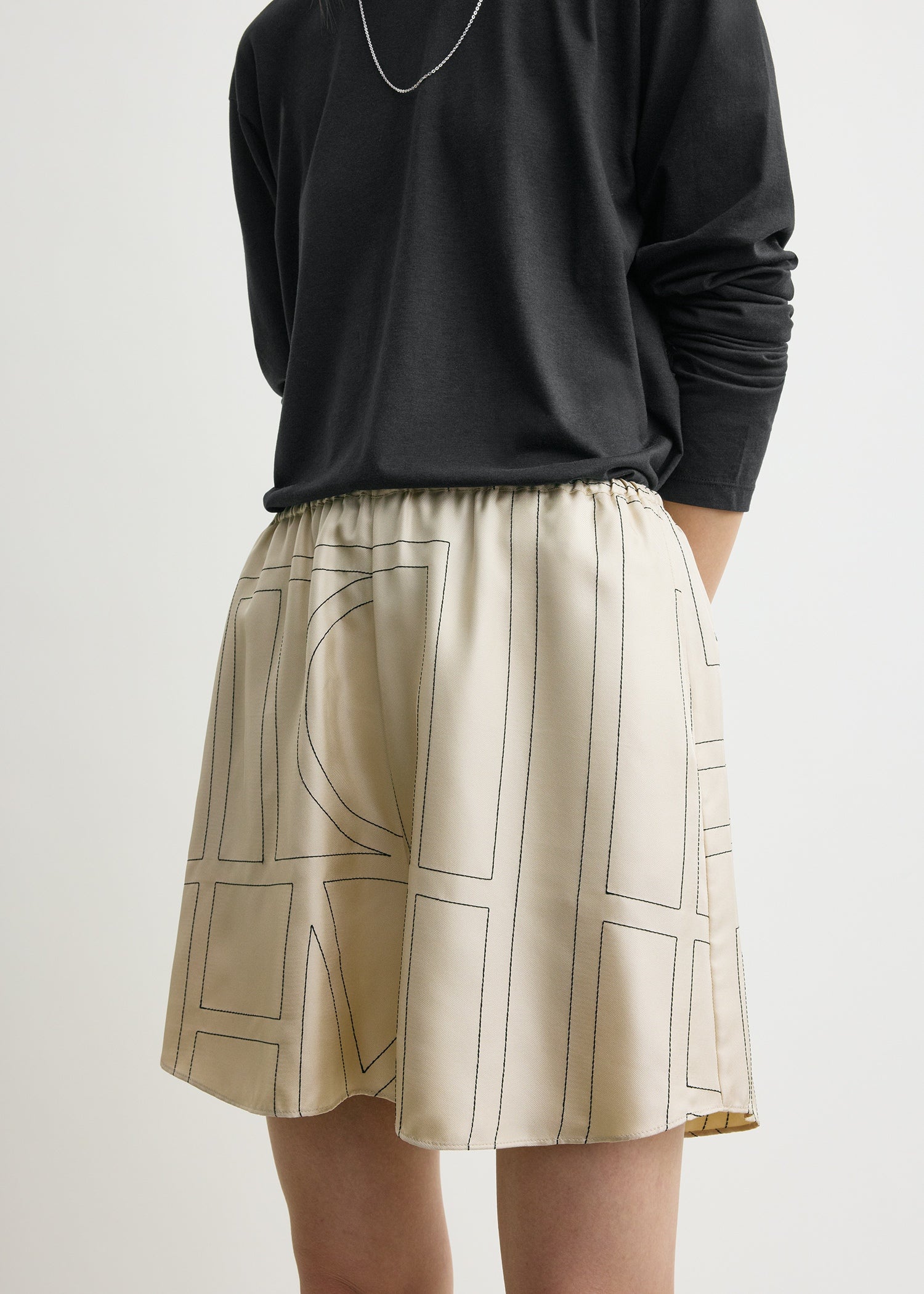 Monogram silk pj shorts ivory
