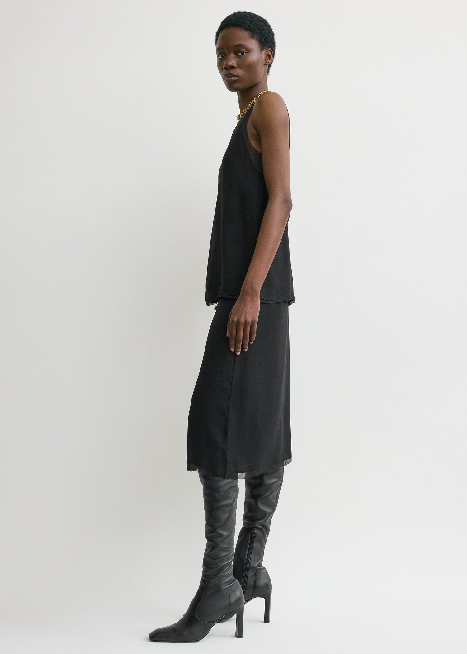 Chiffon slip skirt black