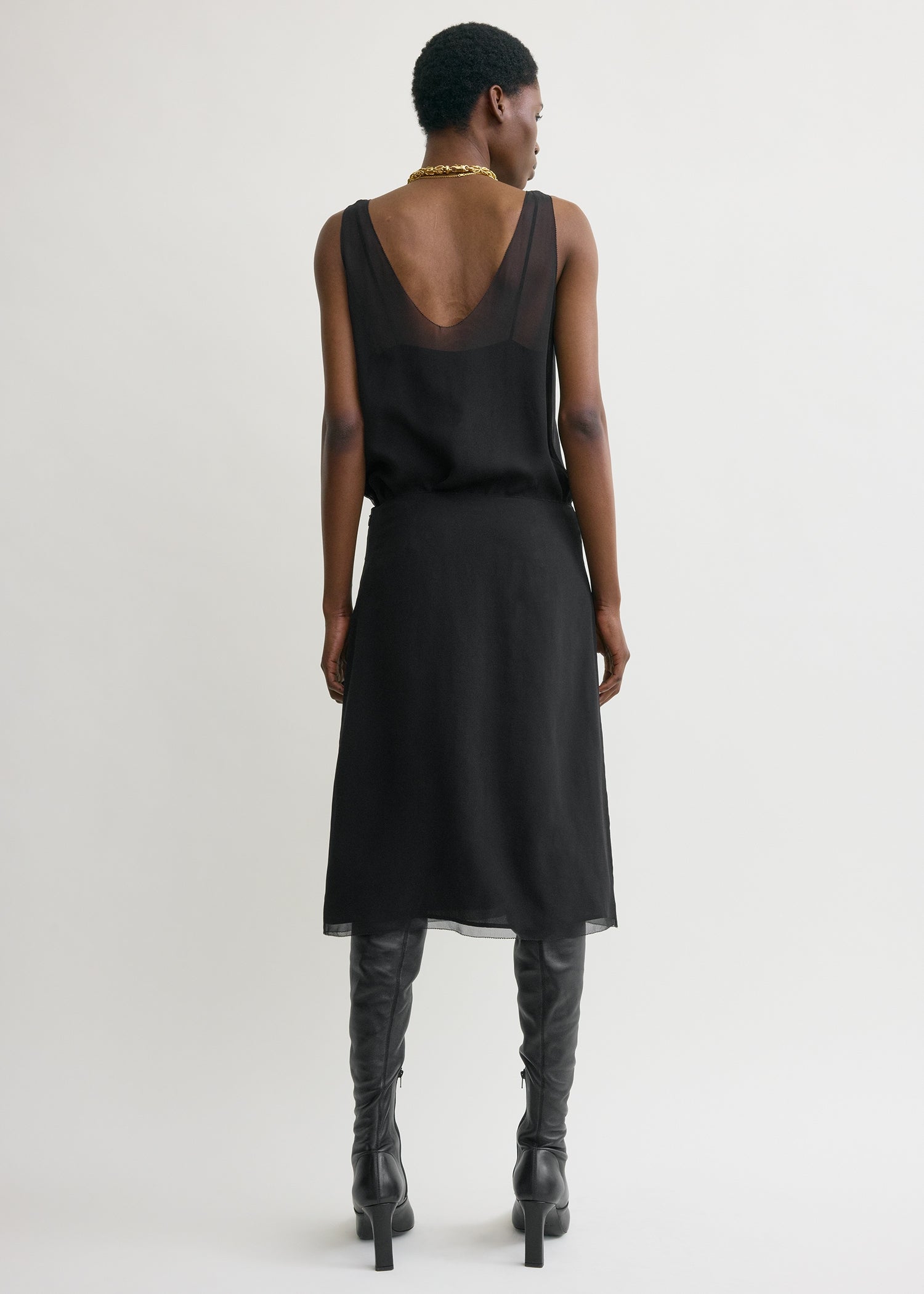 Chiffon slip skirt black