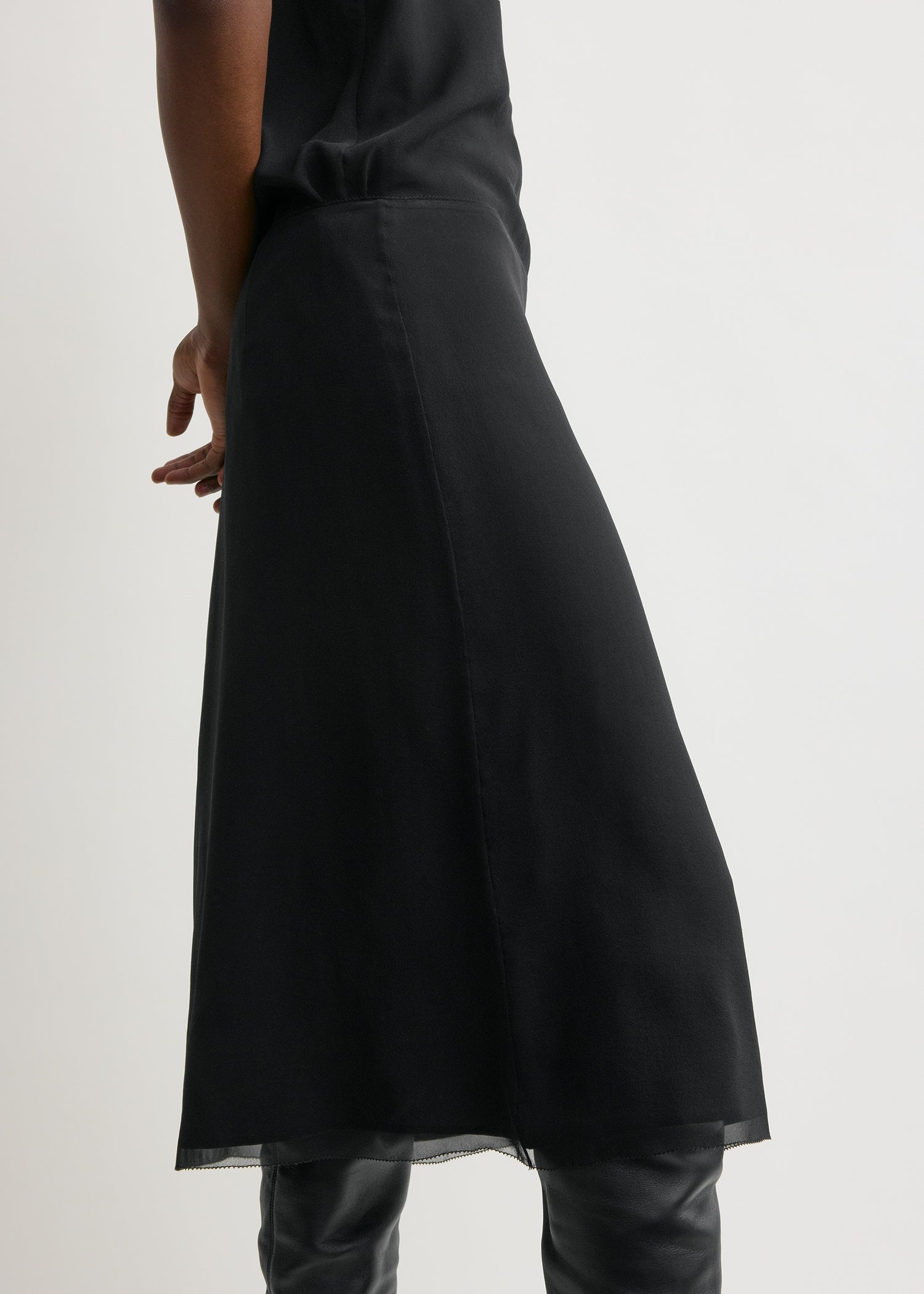 Chiffon slip skirt black