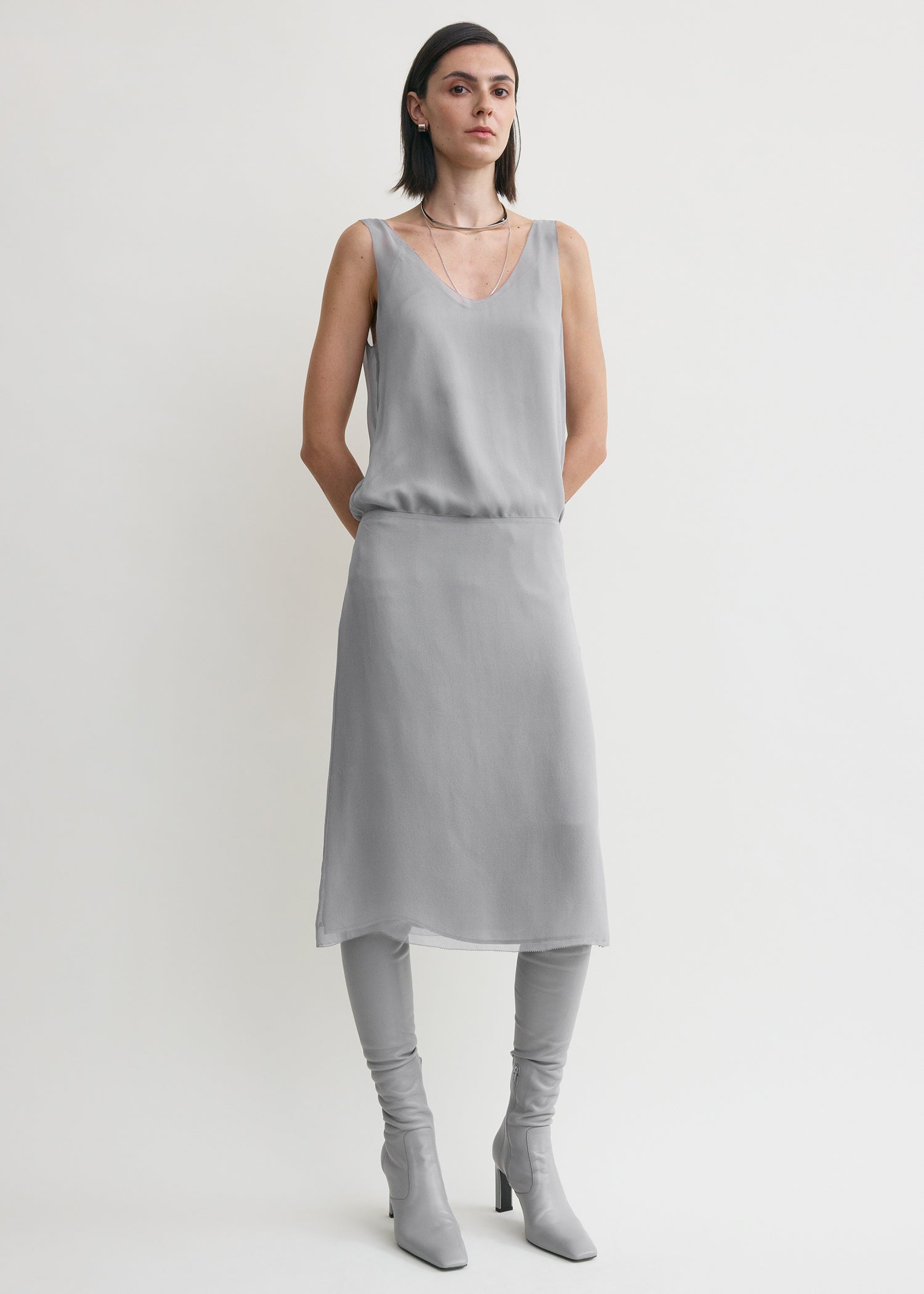 Chiffon slip skirt light grey