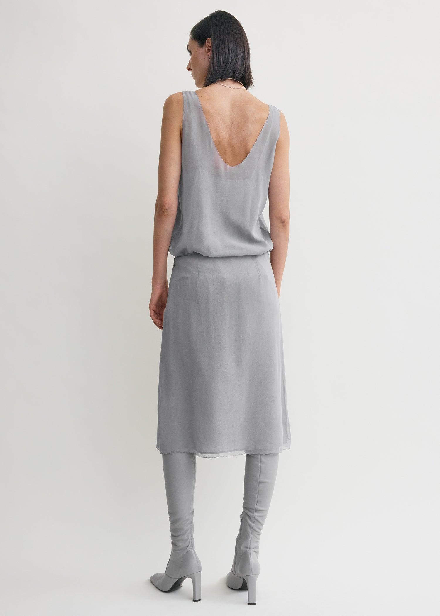 Chiffon slip skirt light grey