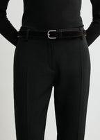 Slim suede trouser belt espresso