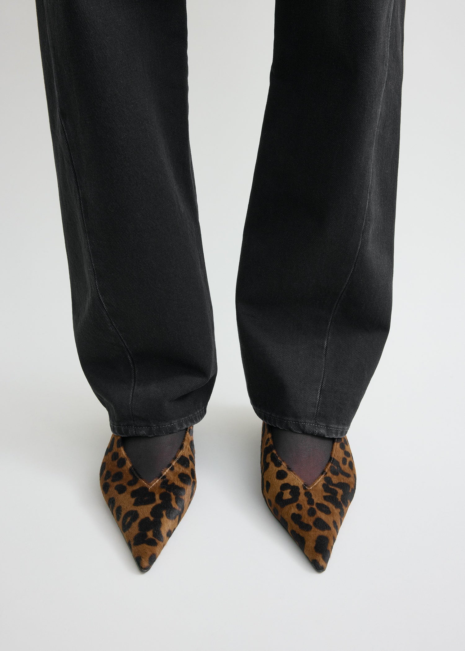 Wedge-heel pony hair slingbacks leopard